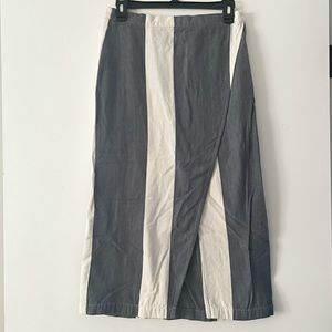 Striped Midi Skirt With Slit